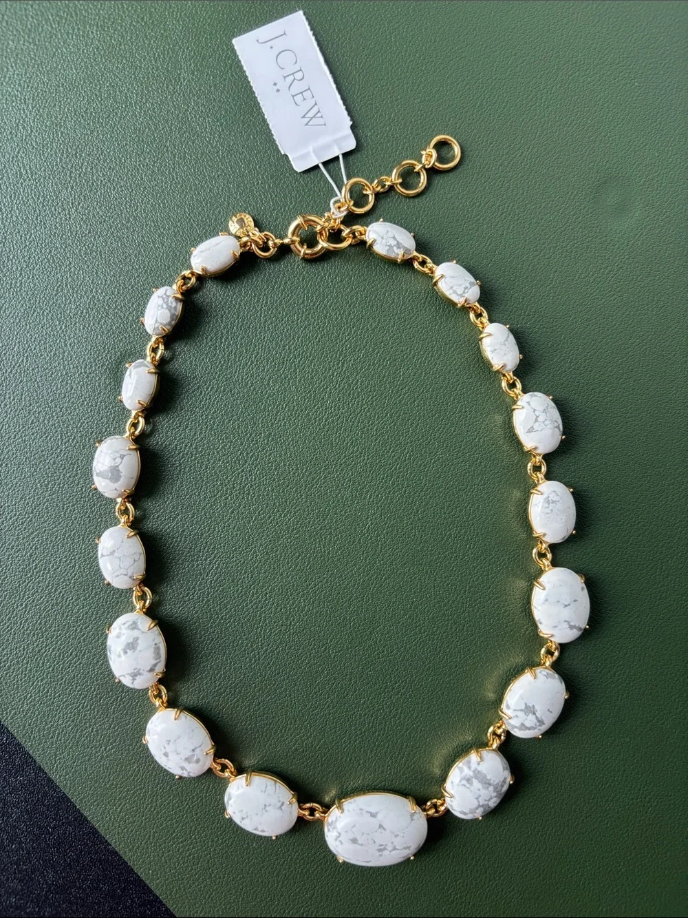J. Crew Gold-Trim White Marble Statement Necklace